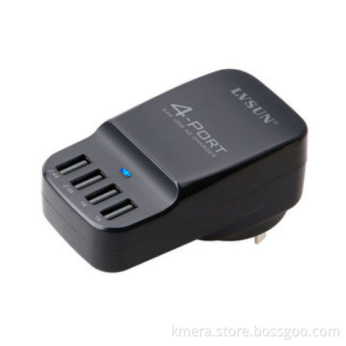 34W Portable Mobile Phone Charger w/4 Independent USB Ports, Charge 2 iPhone and 2 iPad Simultaneous